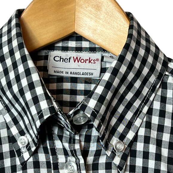 Chef Works Black & White Gingham Long Sleeve Button-Up Shirt S - Picture 4 of 11